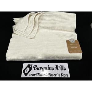 3 Pack  100% Turkish Cotton White Pinstripe Bath Mat 20x34 S